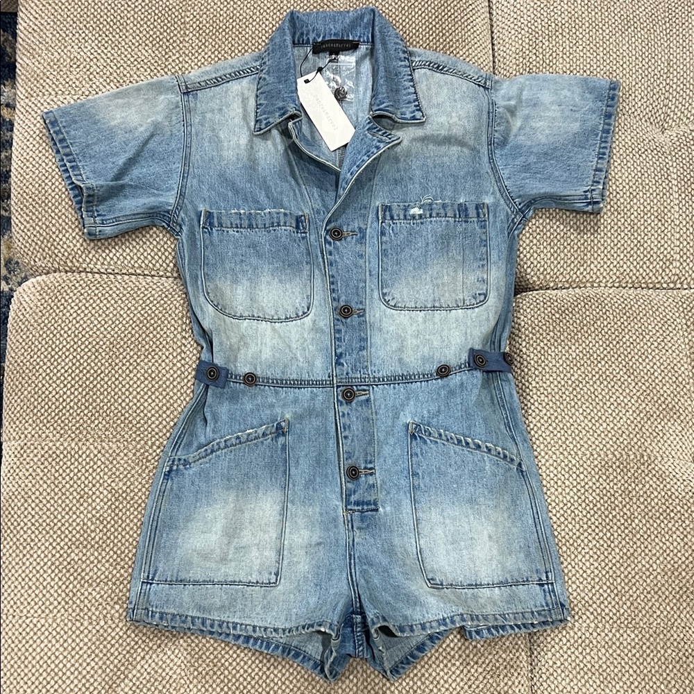 Dance & Marvel Light Blue Denim Romper
